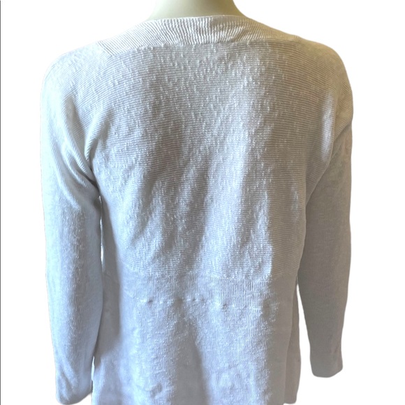 Eileen Fisher White Linen Blend Open Front Cardigan- Size Small - Picture 3 of 12